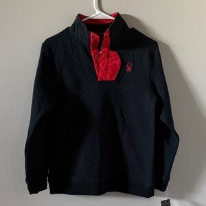 NWT Spyder Kyds Boys Black Red Quilted Top, Sz L